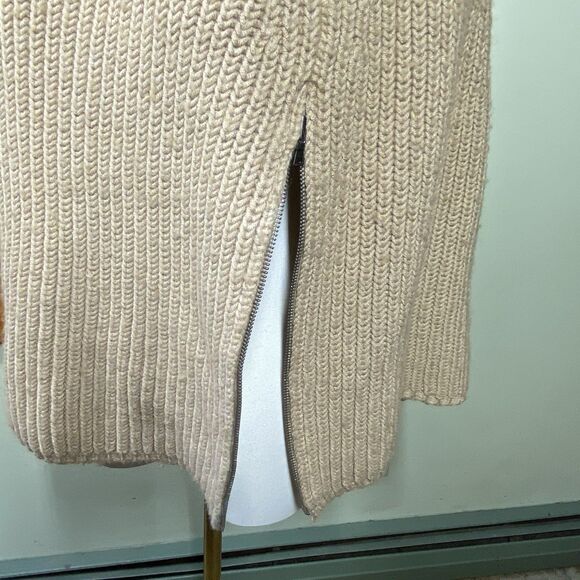 Gap Women Sz XS/S Wool Blend Dual Zipper Poncho Shawl Cape Knit Sweater Bohemian - Picture 3 of 9